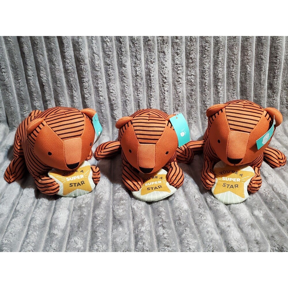 3 x Pillowfort You're A Super Star Plush Tiger New With Tags 10 x 6" Soft Cuddly
